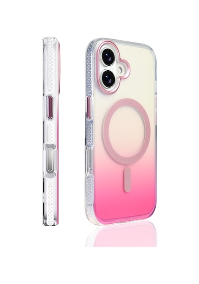 Apple Uyumlu iPhone 17 Kılıf M-safe Şarj Özellikli Transparan Renk Geçişli Zore Toros Kapak Gold