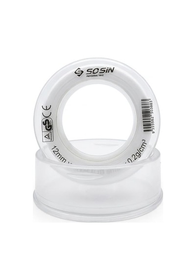 Sosin 8 Metre Ptfe Tesisat Sızdırmazlık Malzemesi - 12mm Genişlik - Musluk, Batarya Ve Boru Dişlisi Sızdırmazlık Ekipmanı - Profesyonel Tesisatçı Tipi Yalıtım Ürünü 2 Adet