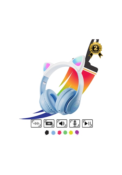 Çocuk Bluetooth Kulaklık Kedi Kulaklık Pro Akıllı Rgb Led Detaylı Bluetooth Kablosuz