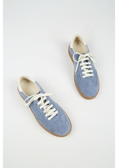 Krahe Palminteri 2 Erkek Hakiki Deri Bağcıklı Mavi-ekru Sneakers