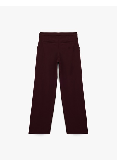 Koton Cepli Düz Geniş Paça Palazzo Kumaş Pantolon Bordo 6wak40168pw Bordo