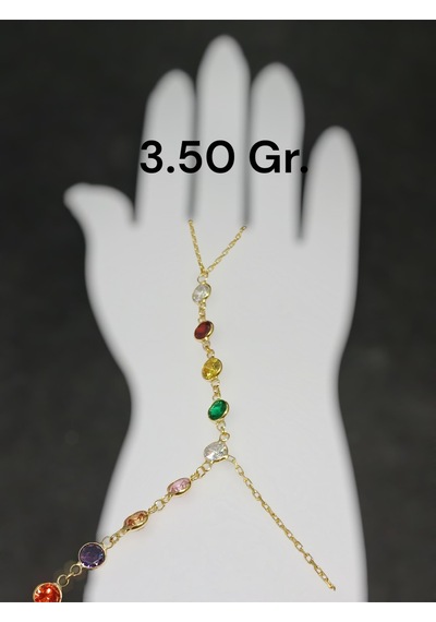 Rengarenk Taşlı 925 Ayar Gümüş Şahmeran Zarif Ve Modern Bileklik Aksesuarı Gold