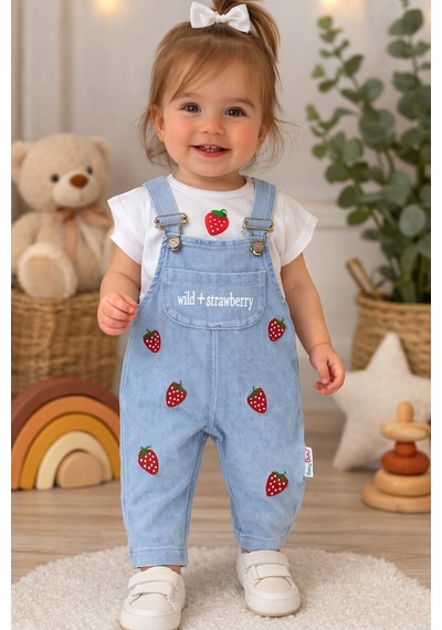 Baby Buu Çilek Desenli Denim Kotlu Kız Bebek Bayramlık Salopet Bahçıvan 6-9ay, 9-12ay, 12-18ay, 18-24ay Mavi Mavi Baby Buu Çilek Desenli Denim Kotlu Kız Bebek Bayramlık Salopet Bahçıvan 6-9ay, 9-12ay, 12-18ay, 18-24ay Mavi Mavi