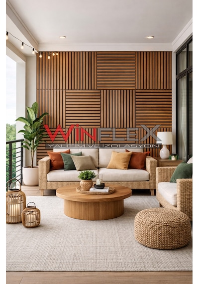 Winflex Mini Eko Akustik Ahşap Panel Teak Renk - 60x60cm 60x60cm