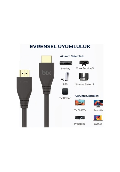 Bix Phd02 8k 60hz Ultra Yüksek Hızlı Hdmı & Ethernet Kablosu, 48g