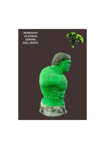 3d Hulk Figür Boyama Seti - Kendin Boya Hobi Ve Etkinlik Seti - Akrilik Boya + 2 Fırça