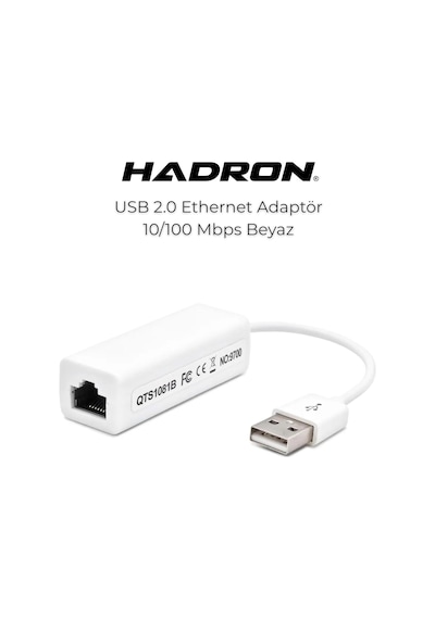 Ethernet Adaptörü 10/100 Mbps - Rj45 Kablolu İnternet Dönüştürücü, Bilgisayar Ve Laptop Uyumlu Lan Ağ Kartı, Beyaz