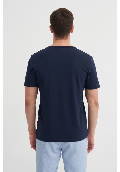 Cazador Slim Fit V Yaka Düz Örme Likarlı Tişört Laci