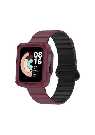 Xiaomi Redmi Watch 2 Silikon Kordon Ogaa Krd-105 Strap Kayış-koyu Kırmızı-siyah