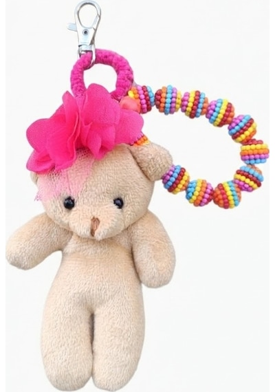 Peluş Ayıcıklı Çanta Aksesuarı Ve Anahtarlık Charm Gümüş