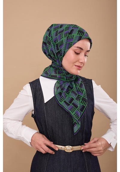 Silk Home Yaz Esintisi Eşarp 150001-10 Yeşil, Mor, Siyah