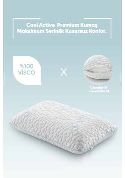 Akıllı Soğuk Cool Actıve Kumaş - Tombul Visko Yastık - Terleme Ve Isı Önleyici Ortopedik Yastık Beyaz