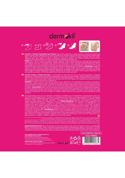 Dermokil C Vitaminli Peeling Etkili Soyulabilen Çorap Tipi Ayak Maskesi 30 Ml