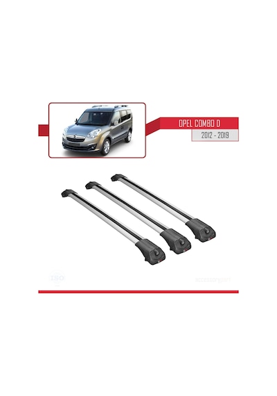 Opel Combo D 2012-2018 Arası İle Uyumlu Ace-1 Ara Atkı Tavan Barı Gri 3 Adet Bar