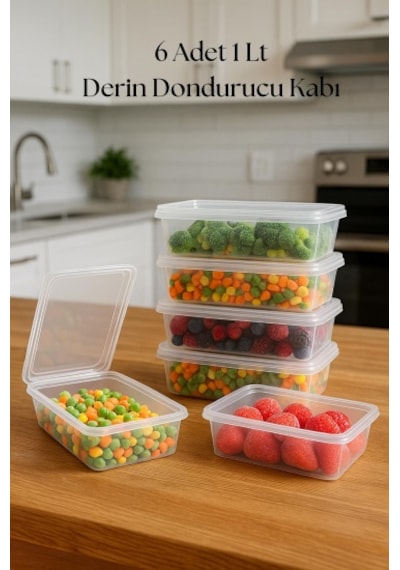 6 Lı Derin Dondurucu Saklama Kabı & Organizeri 1 Lt 12,5x19,5x5,5 Cm Diğer
