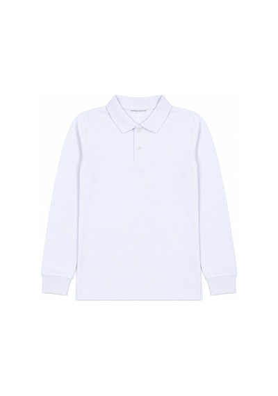 Beniizle Unisex Çocuk Uzun Kollu Polo Yaka Okul Tişört Beyaz