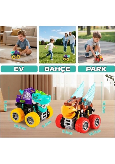 Kartal Temalı Canavar Araba - 360 Derece Takla Atan Atalet Motorlu Monster Truck Oyuncak Çok Renkli