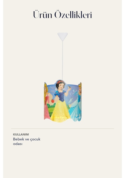Princess Dekoratif Tavan Lambası Bebek ve Çocuk Odası Modern Tasarım