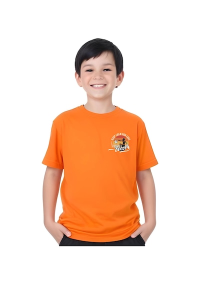 Panios Kids Soccer Baskılı Erkek Çocuk Kısa Kollu Tişört Turuncu