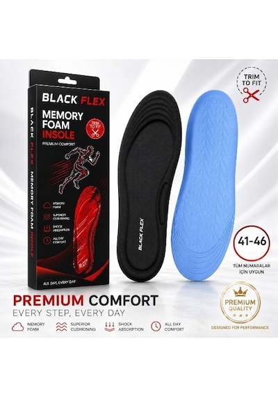 Perfect Fit Ark Destekli Erkek Memory Foam Darbe Emici Hafızalı İç Tabanlık 41-46 Numaraya Göre Kolay Kesilebilir