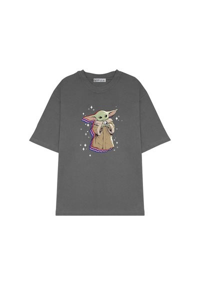 Noıssey Chulchan Shop Unisex Oversize T-shirt The Mandalorian Grogu Füme