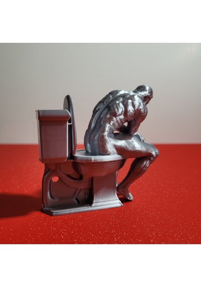 3d Baskı Düşünen Adam Biblo 8 Cm Mizahi Wc Figürü Ofis Masaüstü Dekor İlginç Hediyelik Obje Gümüş