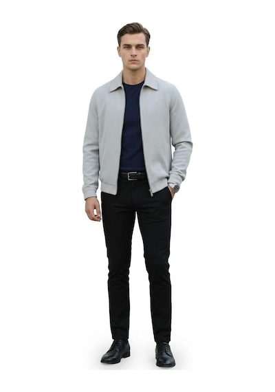 Plus Scorpion Slim Fit Fitilli Dokulu Erkek Fermuarlı Mont Ceket Günlük Şık Kombin Taş