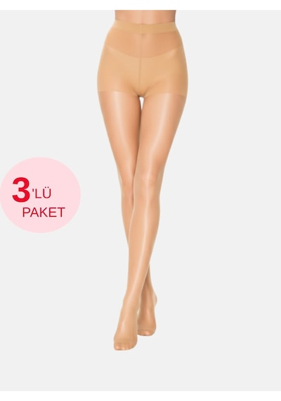 Alya Underwear Kadın Külotlu Çorap, Parlak İnce, 15 Den, Fit, 3'lü Paket Ten 57 3'lü