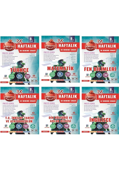 Nartest Yayınları 8. Sınıf 36 Haftalık Deneme Seti 6 Kitap