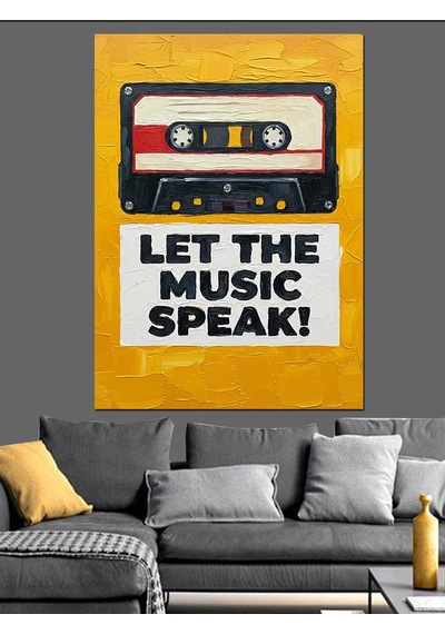 Kaset Çalar Müzik Posteri Dekoratif Kanvas - Mdf Ahşap Tablo