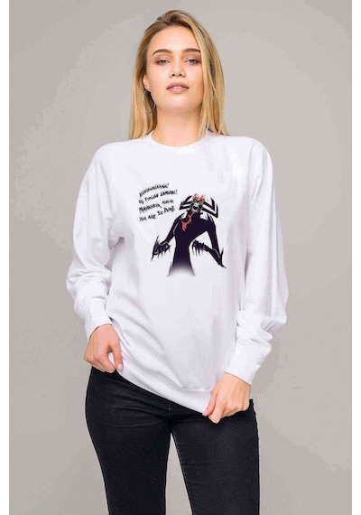 Samurai Jack Baskılı Beyaz Kadın Sweatshirt (528291108)