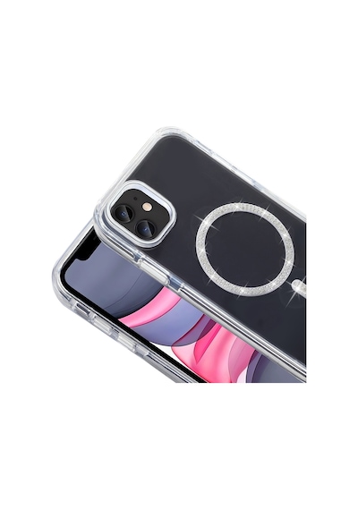 Apple Uyumlu iPhone 11 Kılıf Taşlı Tasarım M-safe Şarj Özellikli Mkst Koment Silikon Kapak - Gold Altın
