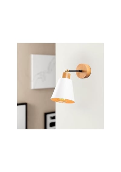 Beyaz Metal Aplik E27 Duvar Lambası 14x25x25 Cm Oturma Odası Aydınlatma, Beyaz-618 Diğer