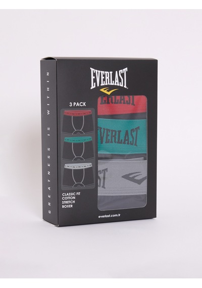 Everlast Renkli Lastik 3'lü Boxer Siyah