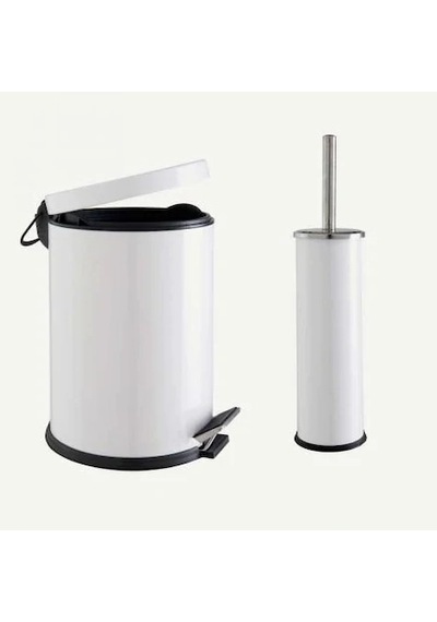 Metal 5 Litre Pedallı Çöp Kovası Ve Wc Fırçası Set