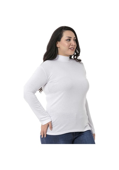 Disentis Büyük Beden Yarım Balıkçı Uzun Kollu Viskon Beyaz Body-beyaz Beyaz