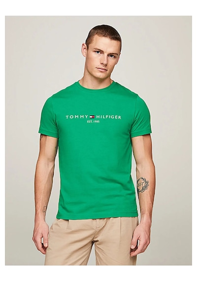 Tommy Hilfiger Sıfır Yaka Erkek T-shirt Yeşil