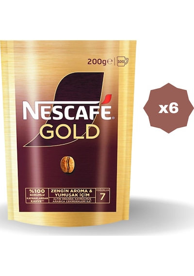 Nescafe Gold Poşet 200 Gr - 6 Adet Granül
