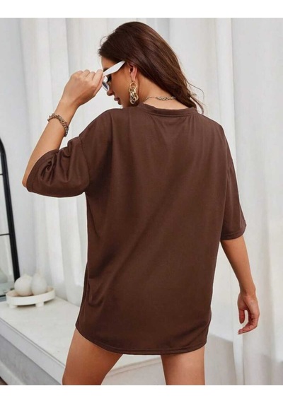 Noıssey Kahverengi New York Baskılı Oversize Unisex