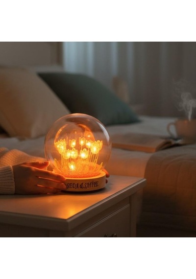 Kişiye Özel Led Işıklı Lale Cam Fanus 65143388