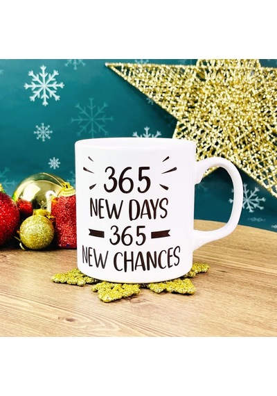 365 Yeni Gün 365 Yeni Şans Yılbaşı Tasarımlı Kupa Beyaz - Çok Renkli