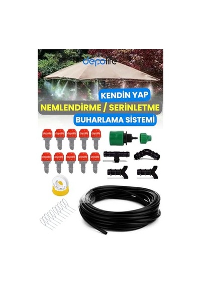 Ayrex Depolife 10 Metre Bahçe Balkon Veranda Kamelya Çardak Nemlendirme Sulama Serinletme Sis Püskürtme Sistemi Genel