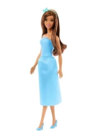 Barbie Bebek Prenses Taçlı Model Bebek Mavi Elbiseli