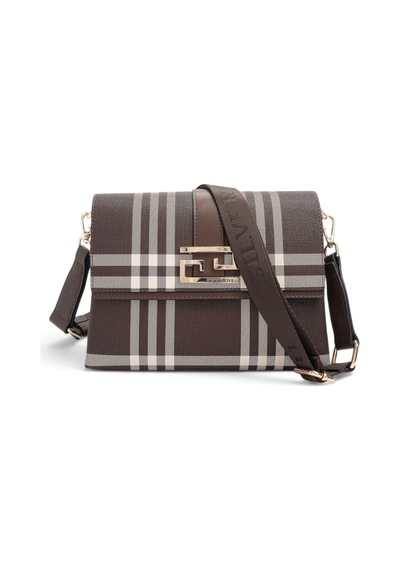 Silver & Polo Silver Polo Kahve - Kahve Çizgili Ekose Kadın Çapraz Çanta Sp1009