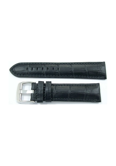 Bizon Deri Saat Kayışı 24Mm Saat Kordon Siyah Spor Krokodil Baskı
