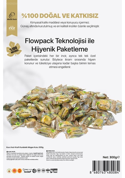 300g Kuru Incir Kraft Kurdeleli Altıgen Kutu 300 G
