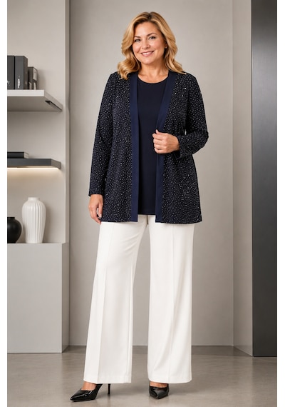 Bihan Store Kadın Sim Detaylı Ceket Ve Bluz İkili Takım - Y26-7028 - Lacivert