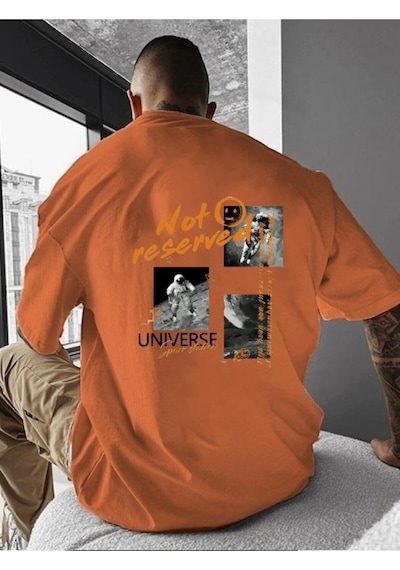 Not Reserved Baskılı Oversize Tişört Turuncu