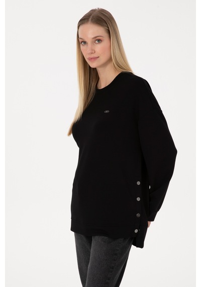 U.S. Polo Assn. Kadın Siyah Bisiklet Yaka Sweatshirt 50314194-VR046