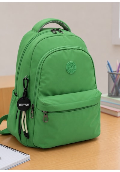 Yeşil Unisex Okul Çantası Su Geçirmez Kumaş Unisex Okul Sırt Çantası 2200 Mint Yeşili